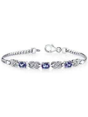 Stunning Simulated Alexandrite Infinity Bracelet for Women - 925 Sterling Silver
